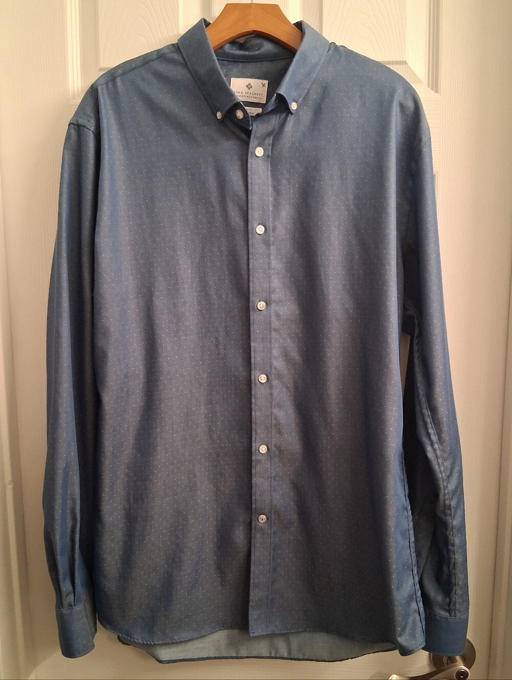 Ryan Seacrest Distinction Blue Long Sleeve Button Down 17.5
